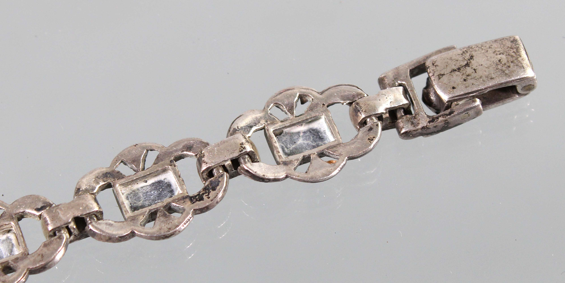 ANTIKES ONYX ARMBAND SILBER.