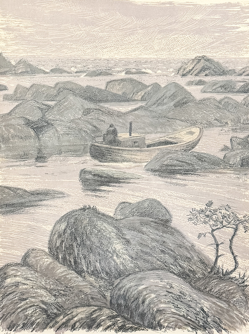 ROLAND SVENSSON. FÄRGLITOGRAFI, "Karg kust", signerad, numrerad 122/200.