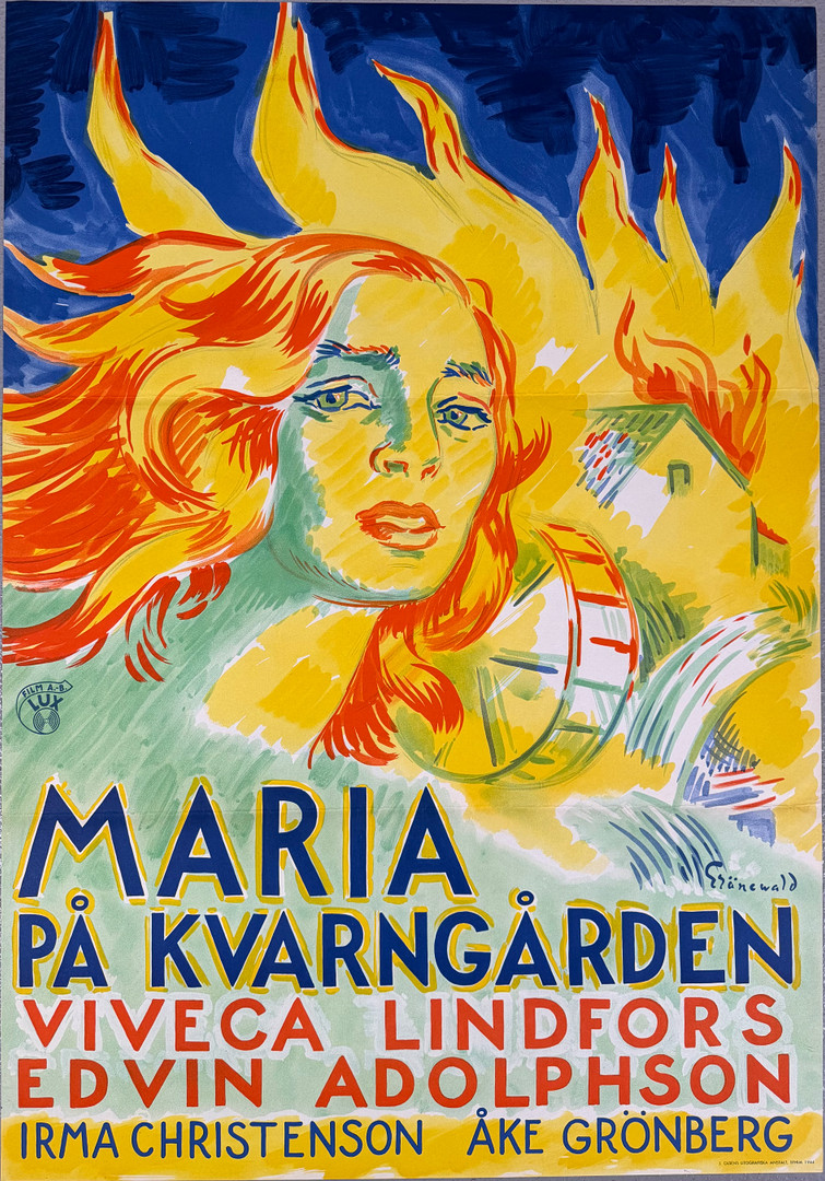 ISAAC GRÜNEWALD. Filmaffisch, "Maria på Kvarngården", tryckår 1944.