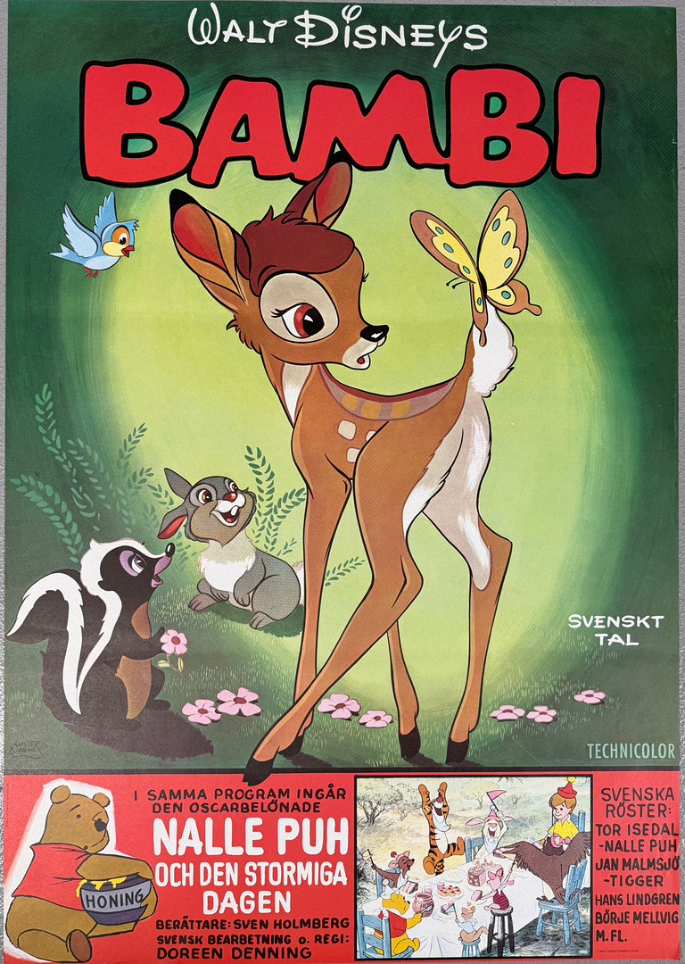 FILMAFFISCH, "Bambi", tryckår 1969, Disney Studios.
