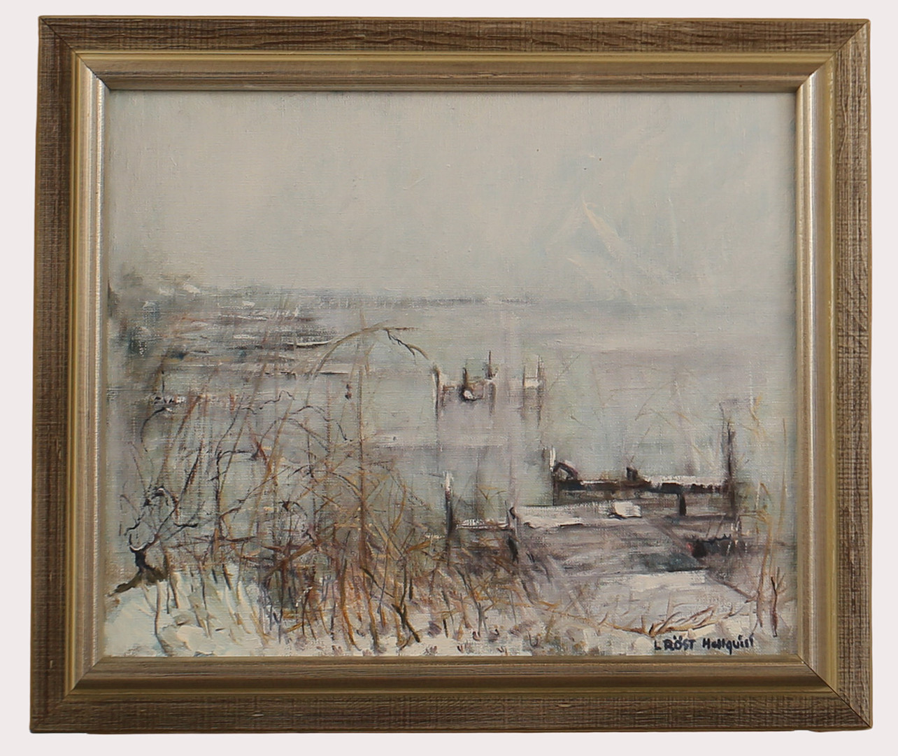 LISBET RÖST HELLQUIST. Olja på duk, "Vinter Klagshamn", signerad.