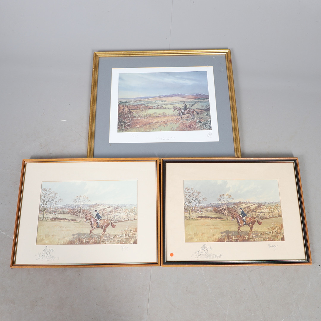 AFTER JOHN KING (1929-2014). THREE FRAMED HUNTING PRINTS.