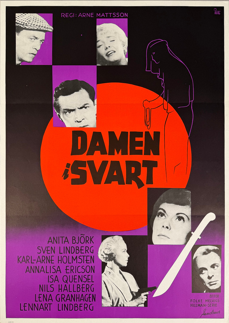 FILMAFFISCH, "Damen i svart", tryckår 1958, design Gösta Åberg.