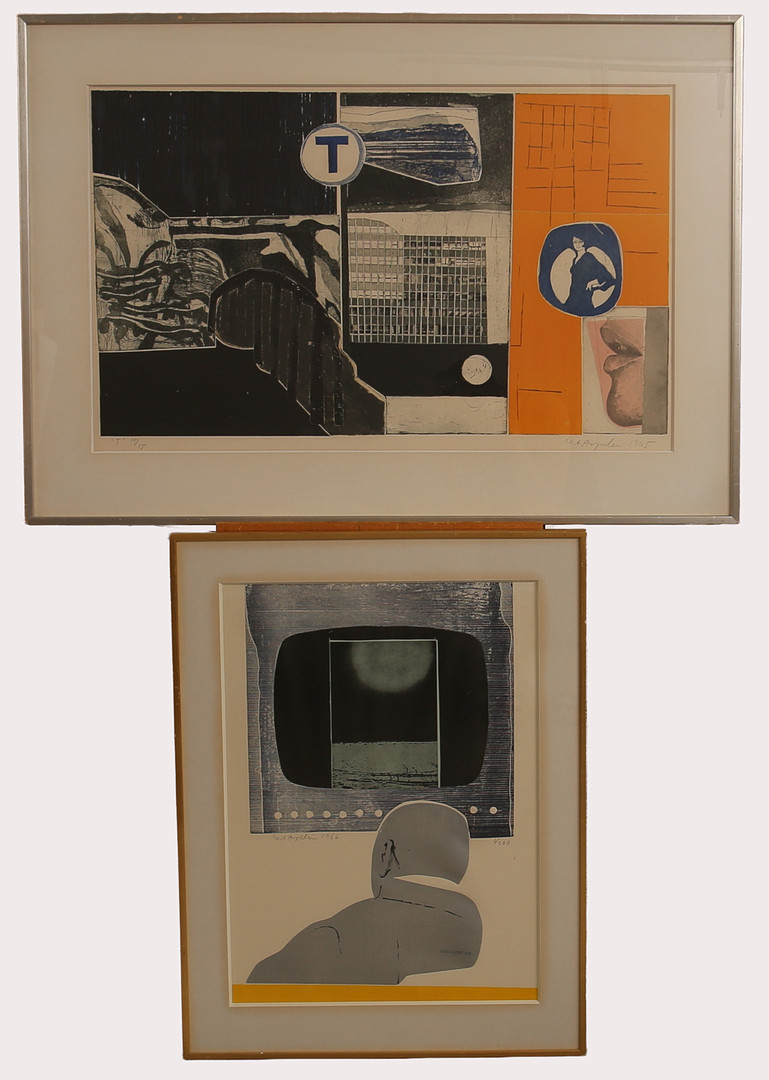 GERT ASPELIN. Blandteknik "T" numrerad15/15, signerad, daterad 1965, samt Blandteknik "Trans Alloys LTD, numrerad6/200, signerad, daterad 1966.