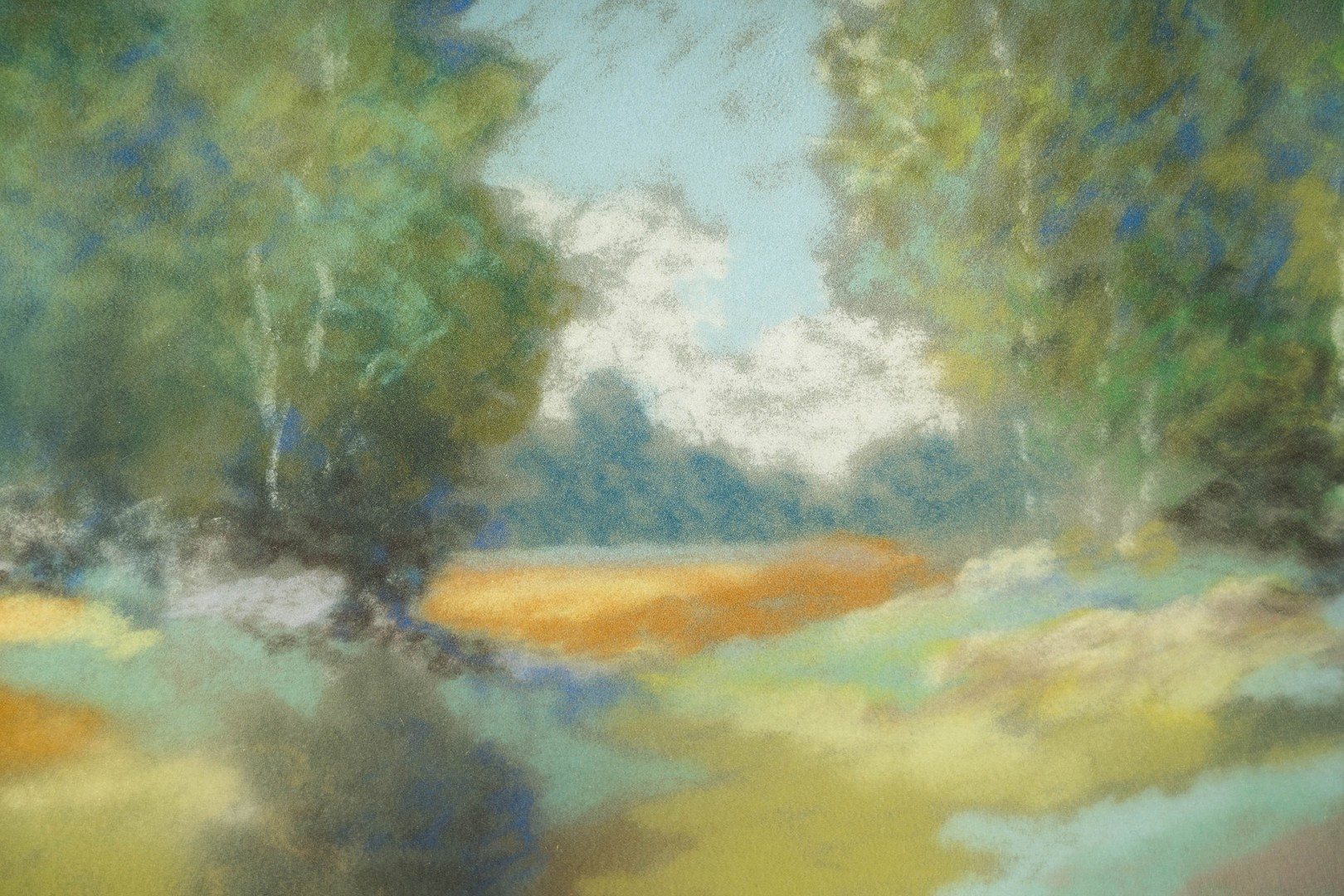 OIDENTIFIERAD KONSTNÄR. Pastell på papper, Landskapsmotiv, Signerad 1900-tal.
