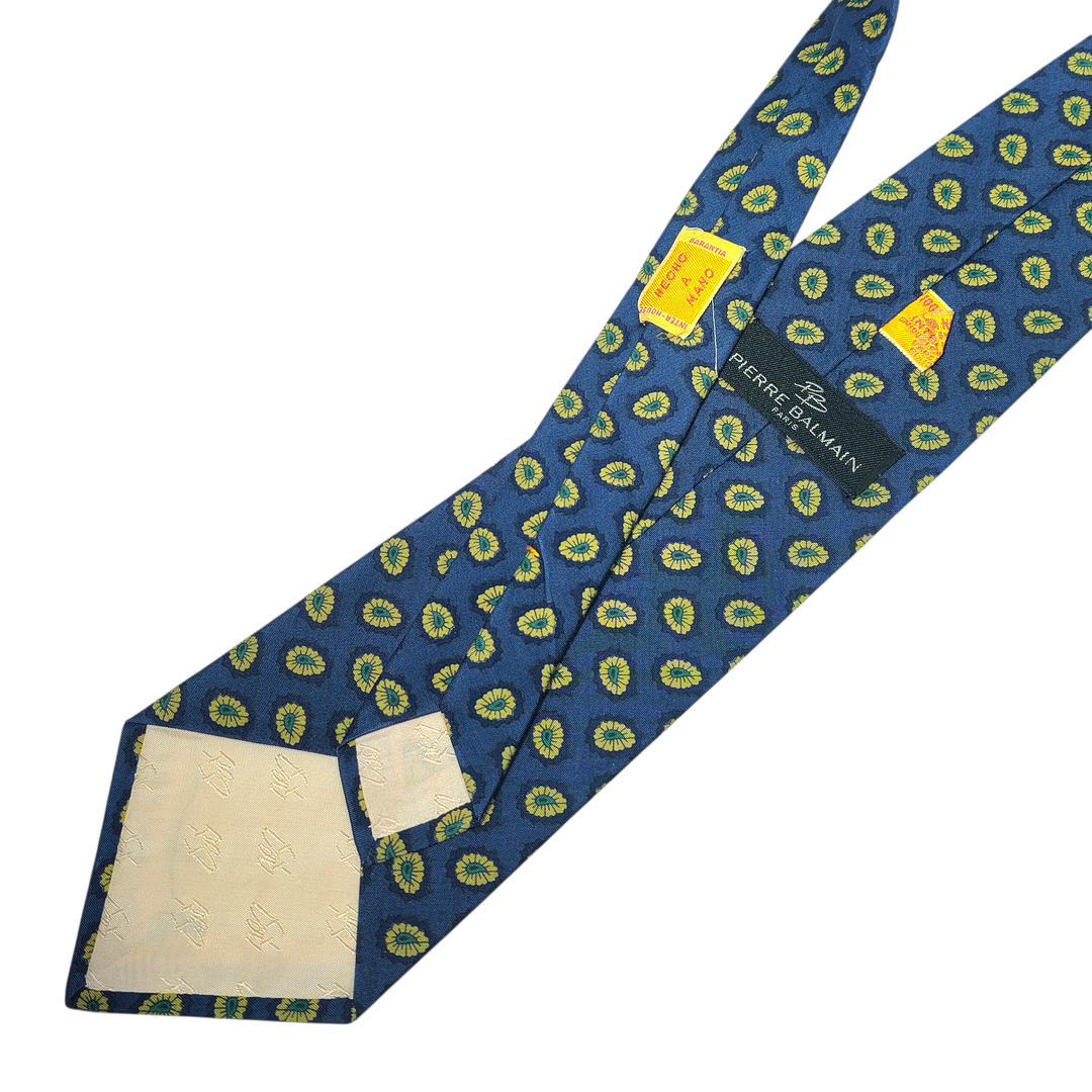 Pierre Balmain. Corbata en seda natural color azul.