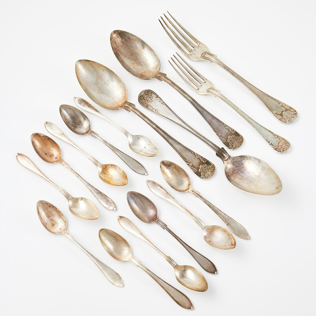 SKEDAR samt GAFFLAR, 14+2, silver, Guldsmedsaktiebolaget, Stockholm, 1900-talets första hälft.