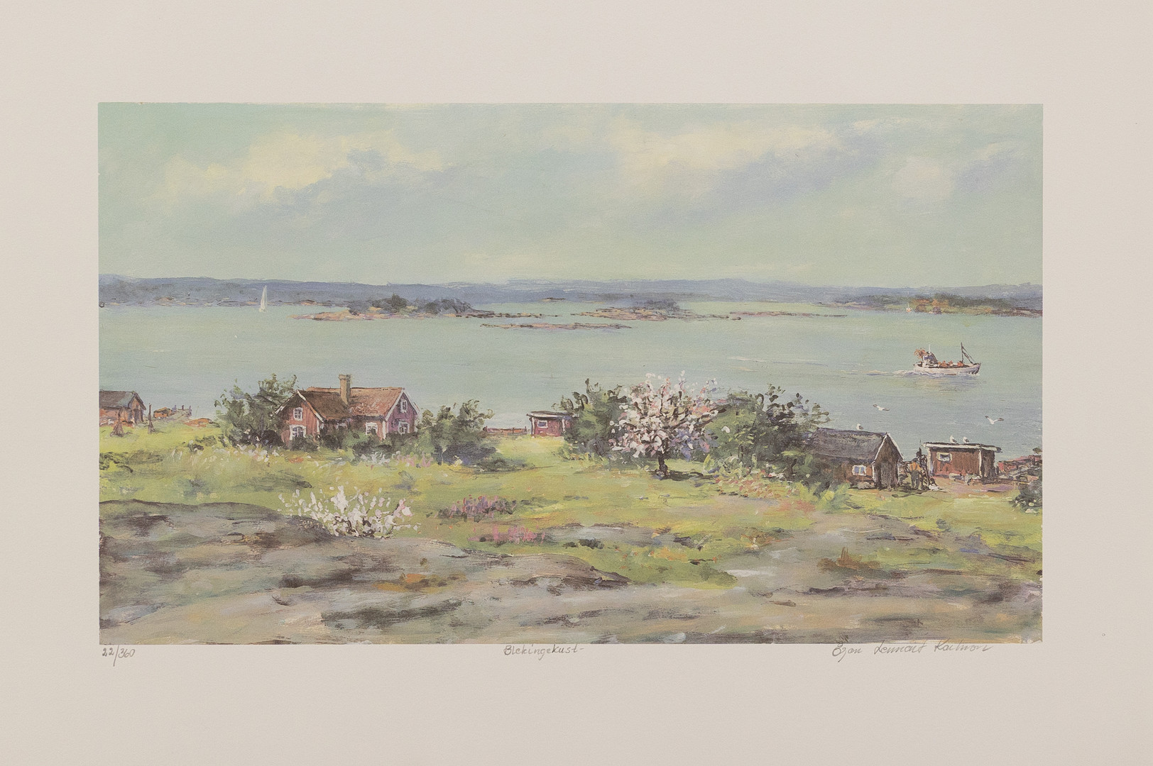 EGON LENNART KARLSSON. "Blekingekust", litografi nr 22/360, signerad.