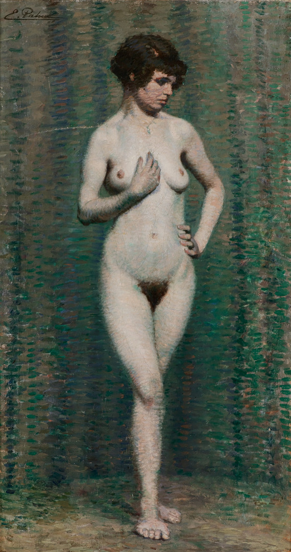 EMILE JOSEPH PATOUX (1893-1985). Modelstudie af nøgen kvinde, olie på lærred, signeret, 1920-30'erne.