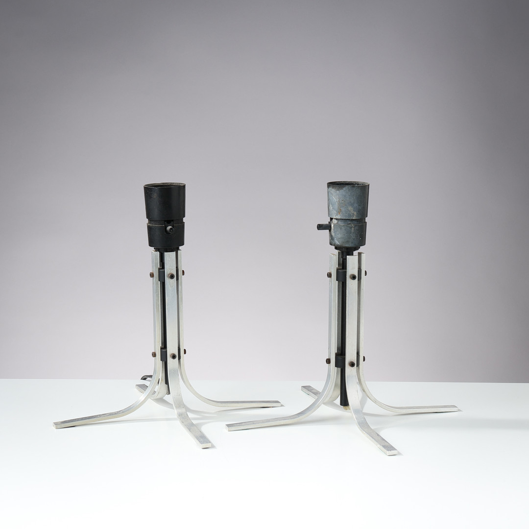 Et par bordlamper af forkromet metal, antageligt dansk lampeproducent, Danmark, ca. 1950/1960'erne, (2).