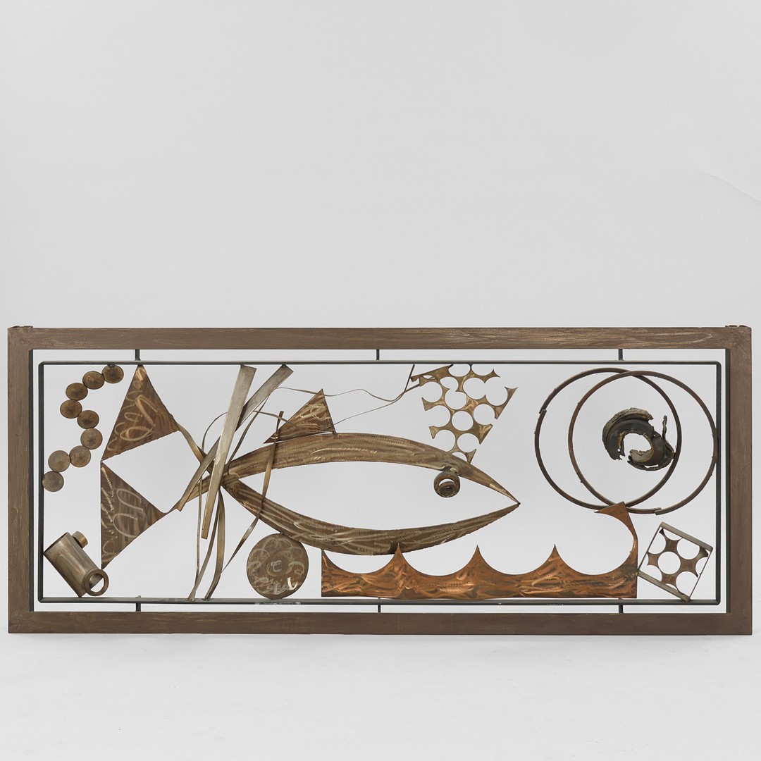 UBEKENDT KUNSTNER. Vægskulptur af jern, motiv af fisk, Danmark, 1900-tallets anden halvdel.