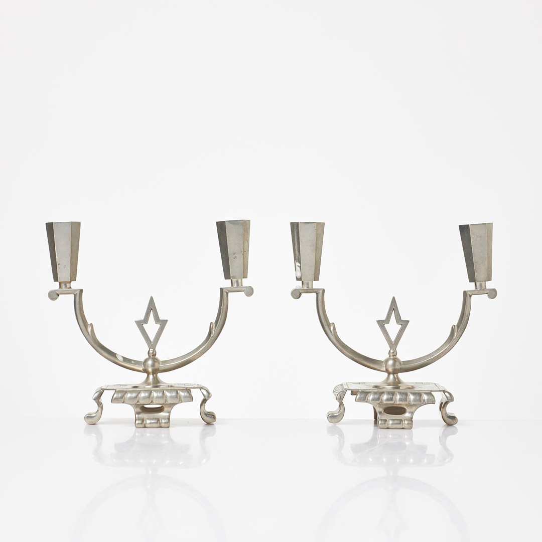 KANDELABRAR, 1 par, art deco, tenn, B.H. Edlunds Silverfabrik AB, 1933.