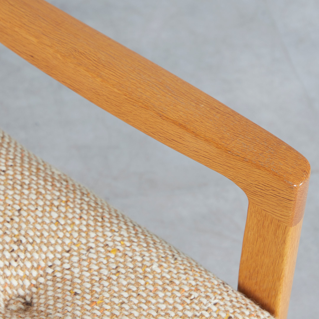 OLE WANSCHER. Cado / France & Son, Sessel / Lounge Chair, Modell 'Senator', Eiche, Wolle, Entwurf 1951, Dänemark.