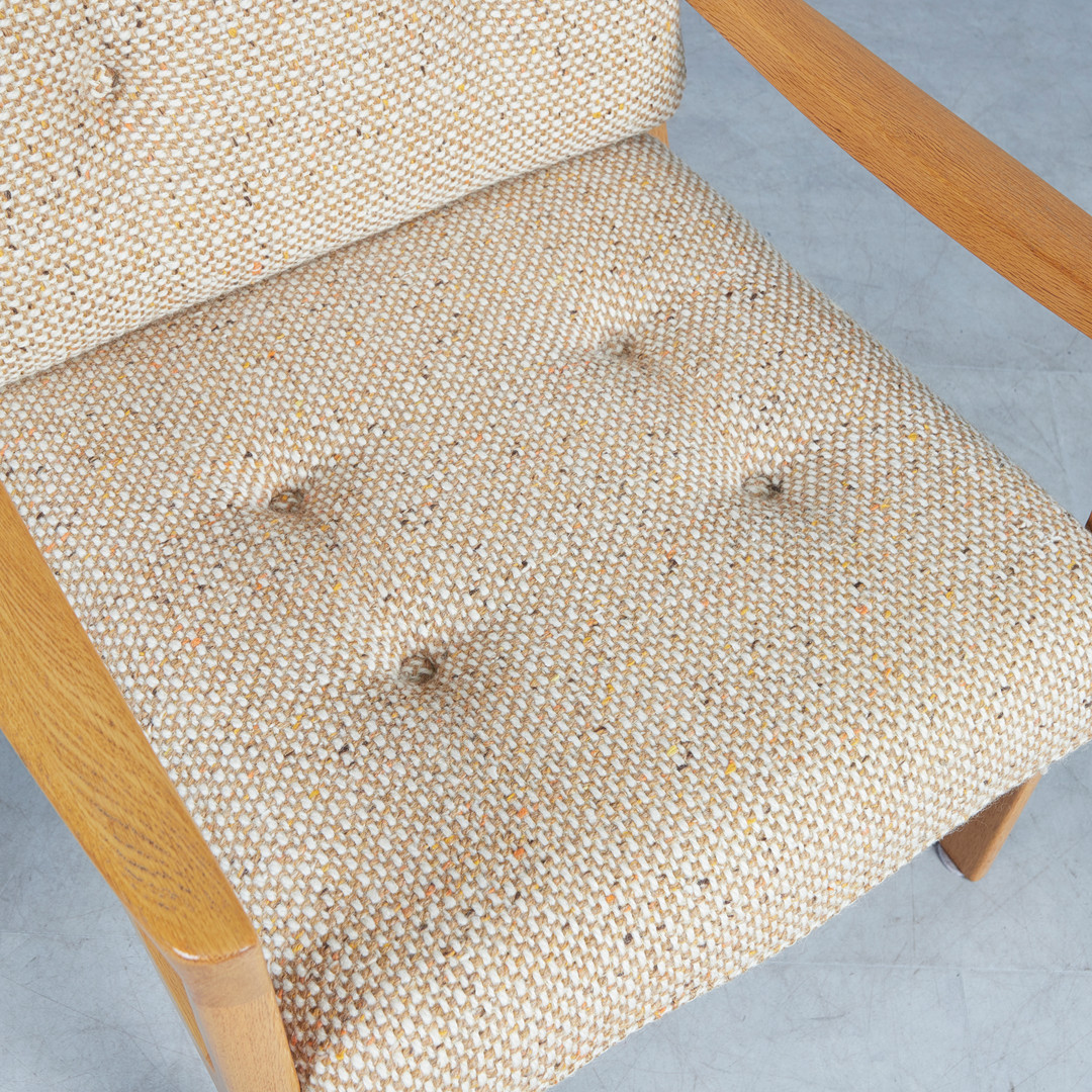 OLE WANSCHER. Cado / France & Son, Sessel / Lounge Chair, Modell 'Senator', Eiche, Wolle, Entwurf 1951, Dänemark.
