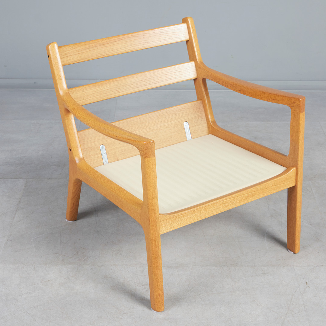 OLE WANSCHER. Cado / France & Son, Sessel / Lounge Chair, Modell 'Senator', Eiche, Wolle, Entwurf 1951, Dänemark.