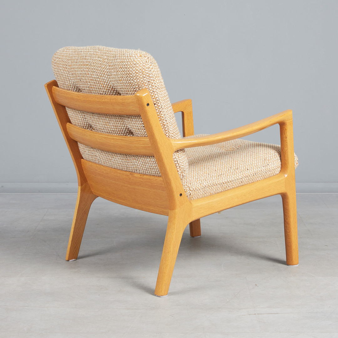 OLE WANSCHER. Cado / France & Son, Sessel / Lounge Chair, Modell 'Senator', Eiche, Wolle, Entwurf 1951, Dänemark.