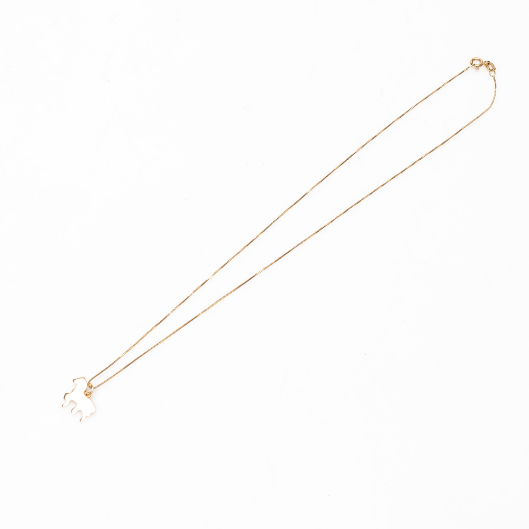 KEDJA samt HÄNGE/HÄST, 18k guld, vikt ca 2,5 gram.