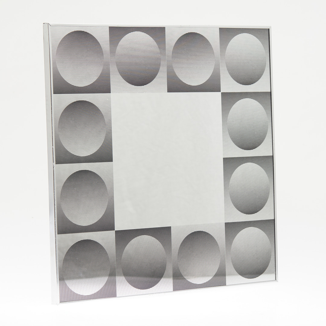 VICTOR VASARELY (1906–1997). IM STIL VON. Op-Art Spiegel / Wandpiegel, Glas, 1970er Jahre, Belgien.