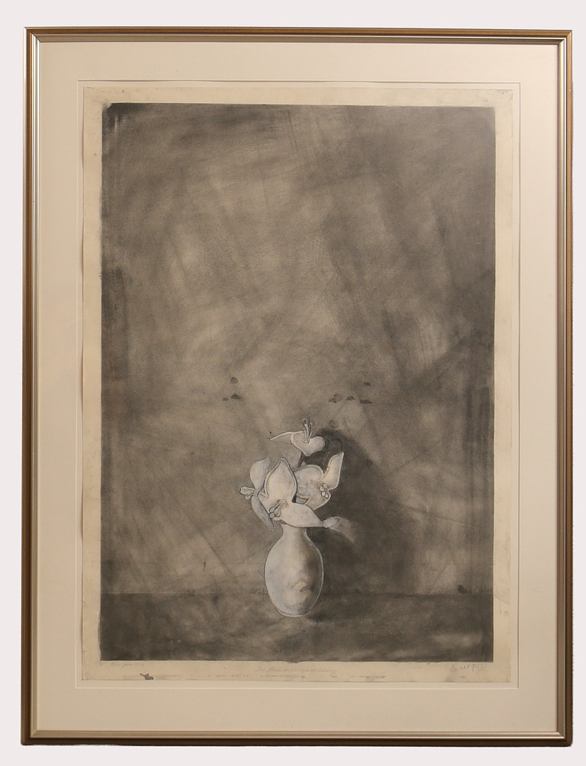 CURT FORS. Kolteckning "Des Fleurs en Plastique de Schulaz" Paris Juni 1983.