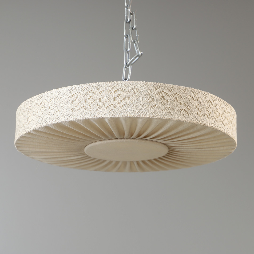 TAKPLAFOND, textilskärm, 1900-talets mitt.