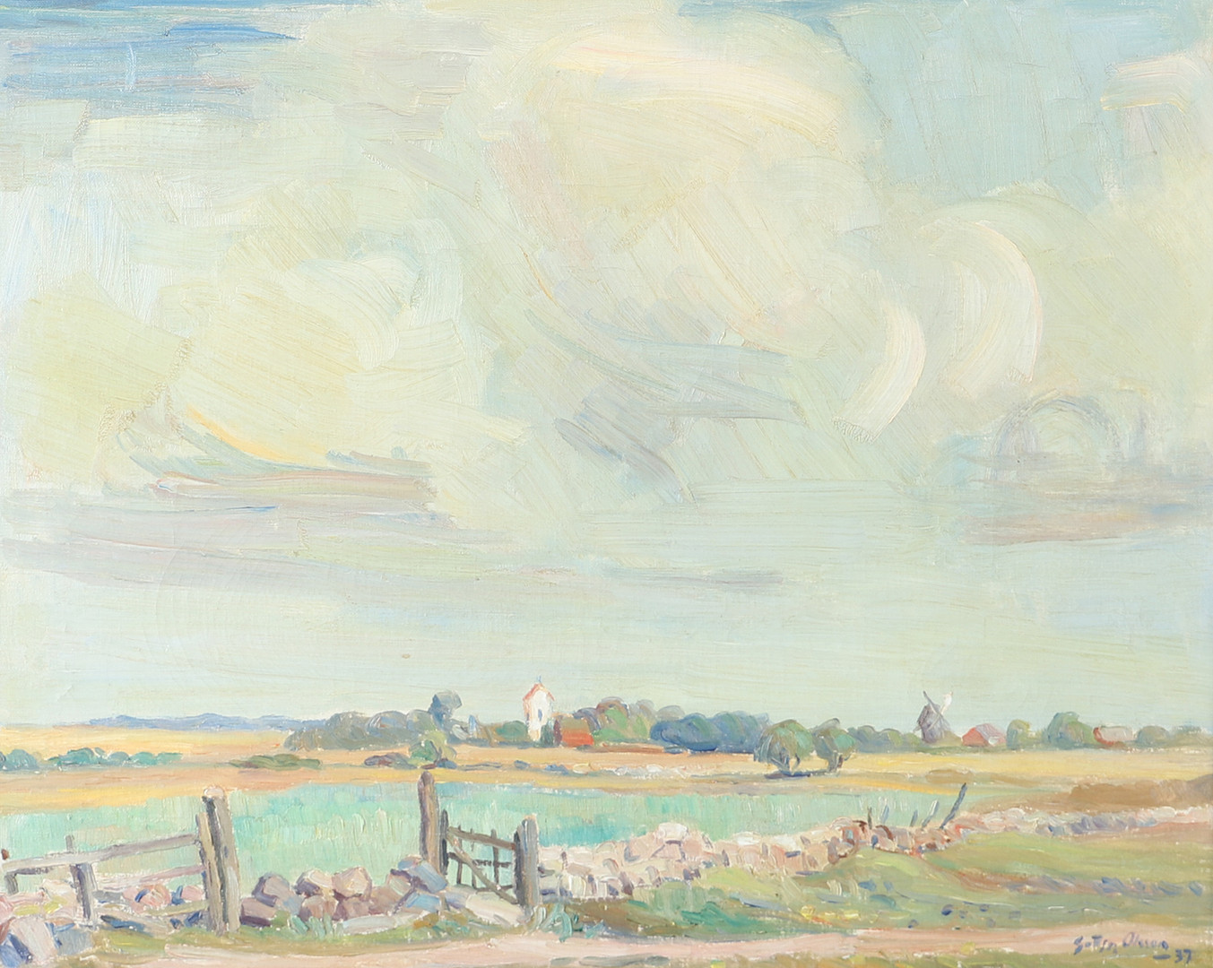 GOTTFRID OLSSON. Motiv från Öland, olja på duk, signerad -39.