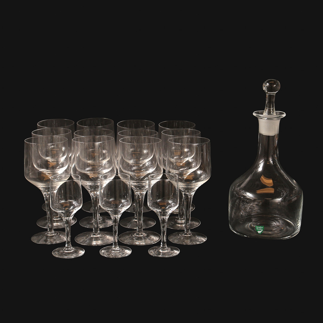 SVEN PALMQVIST. Dricksglas, "Rhapsody", Orrefors, 16 delar.
