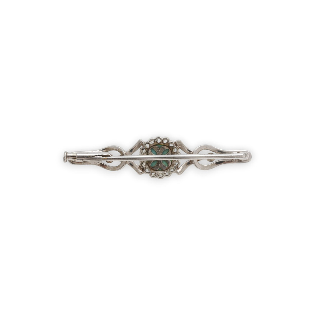 Turquoise and diamonds rosette brooch, mid 20th Century.