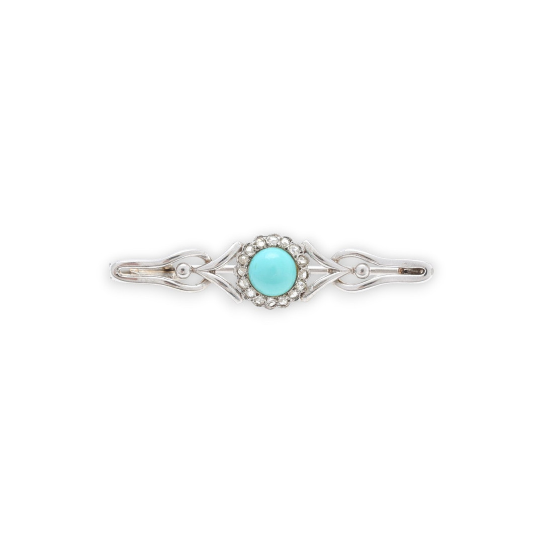 Turquoise and diamonds rosette brooch, mid 20th Century.