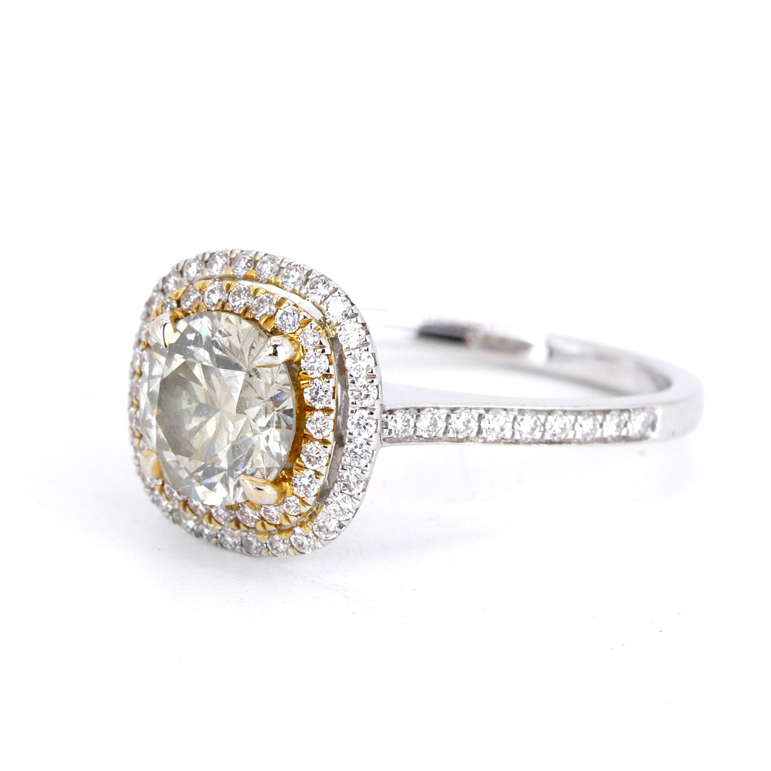 18CT DIAMOND HALO RING (1.73CT).