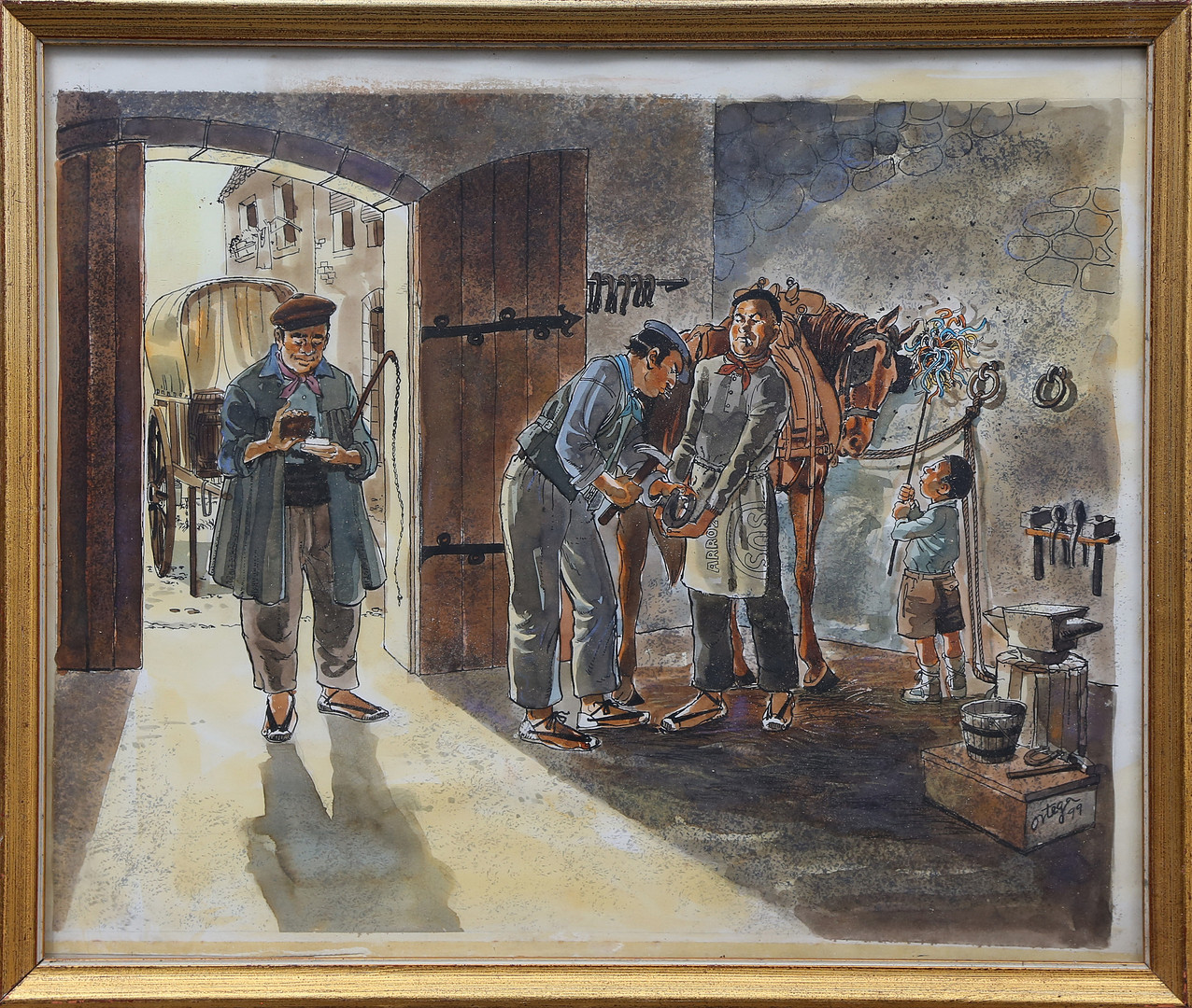 SPANISH SCHOOL, 20TH CENTURY. In the smithy.
