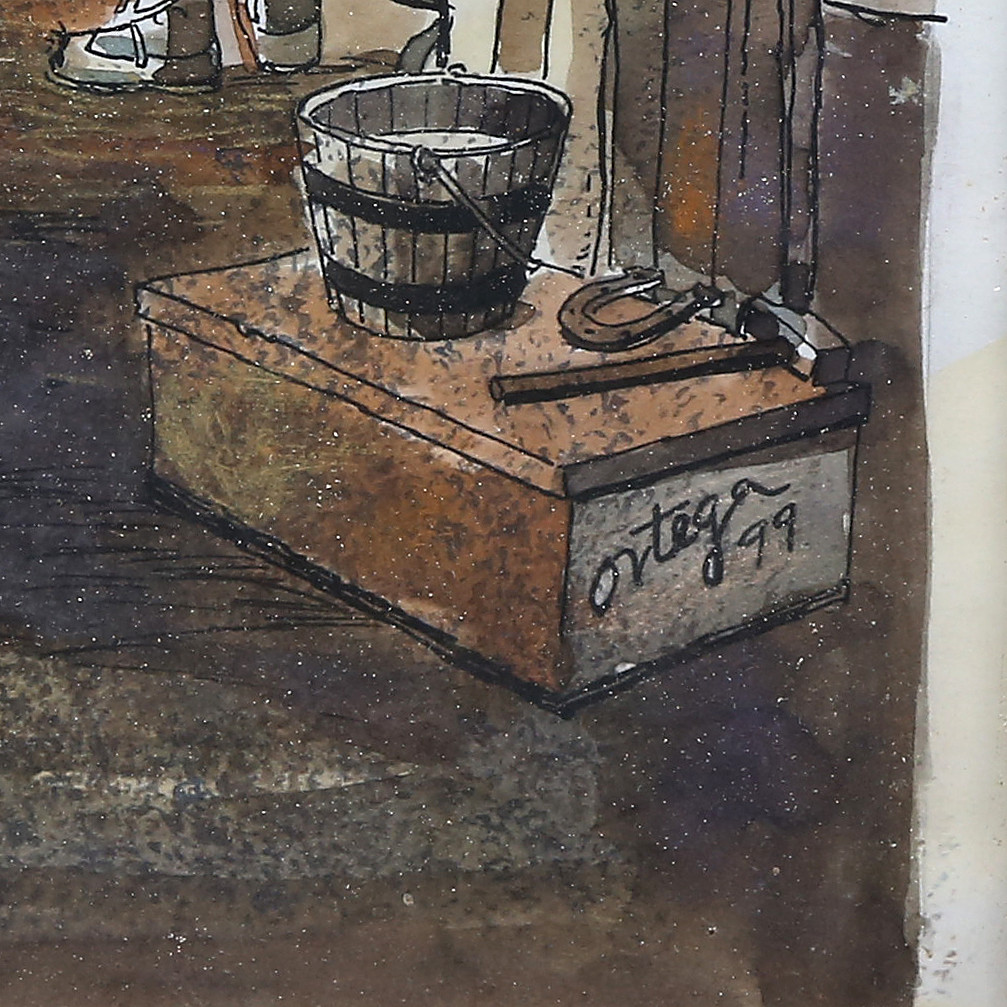SPANISH SCHOOL, 20TH CENTURY. In the smithy.