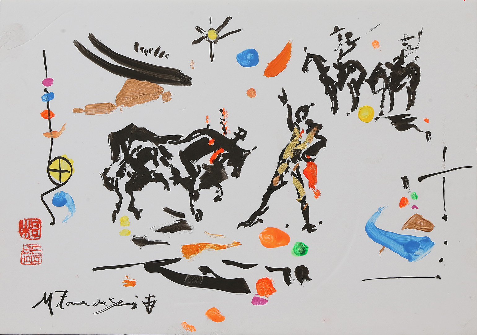 MIGUEL TORNER DE SEMIR. Bullfighting scene.