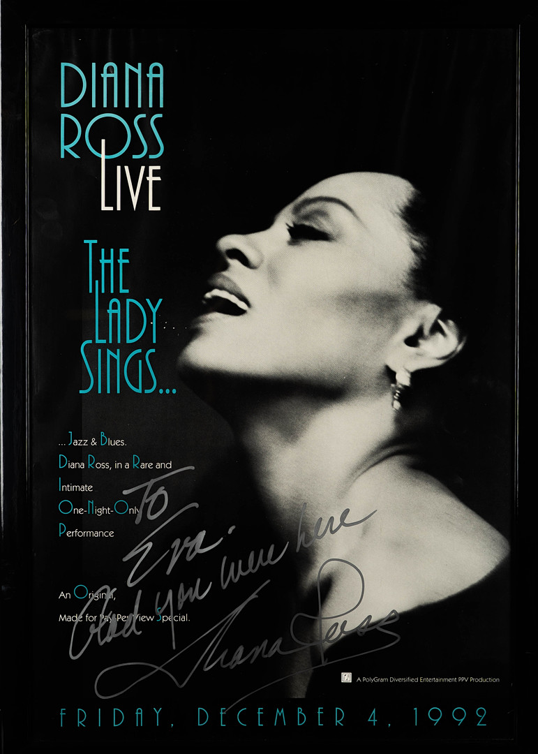DIANA ROSS. "The lady sings" affisch, signerad, 1992.