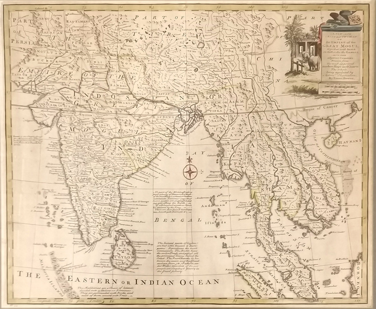 EMANUEL BOWEN (1694-1767) ANTIQUE MAP OF EASTERN OR INDIAN OCEAN.