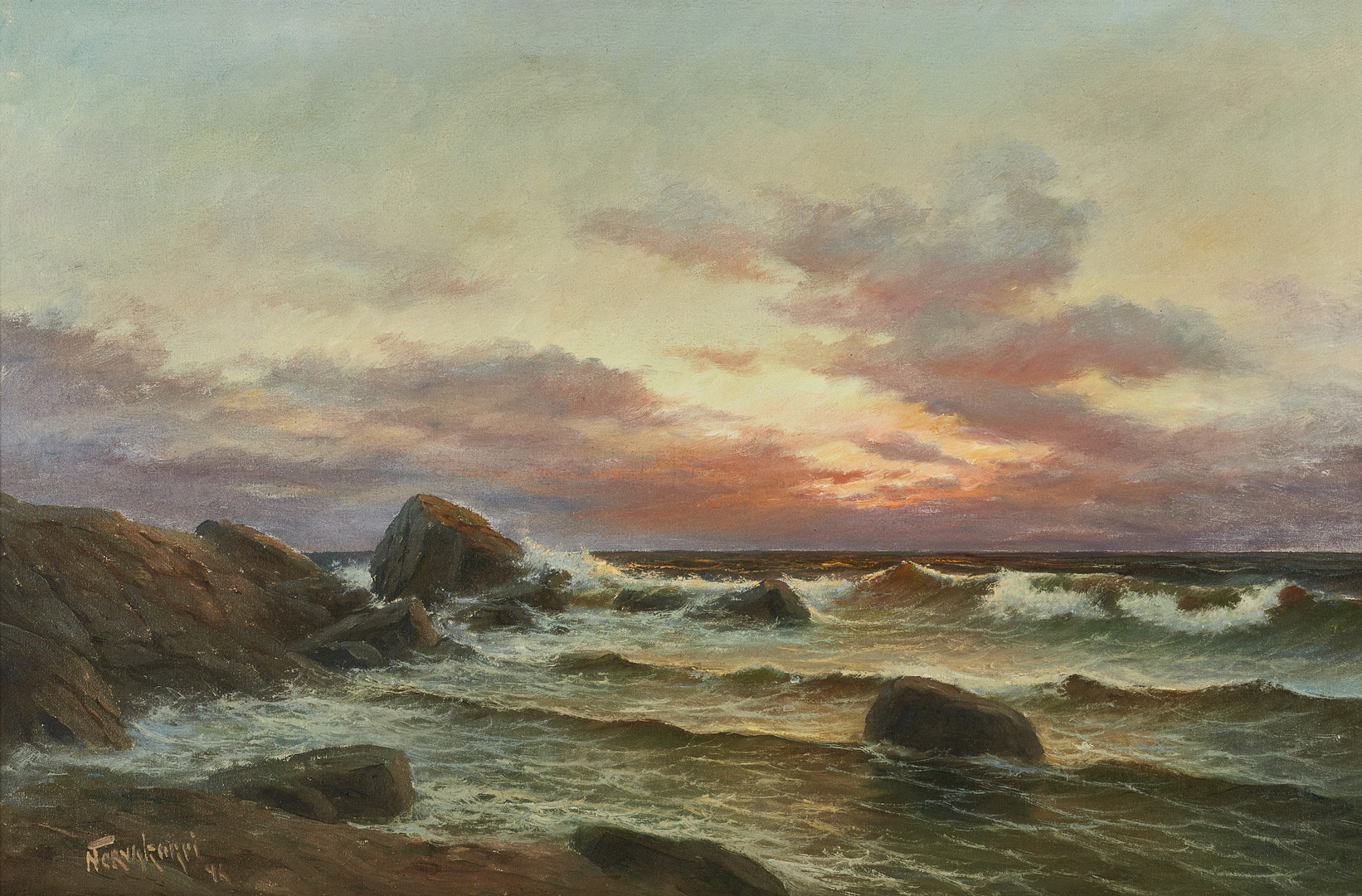 NIKOLAI TERVAKORPI(Ryssland/Finland, 1886-1960), Till havs, signerad, olja på duk.
