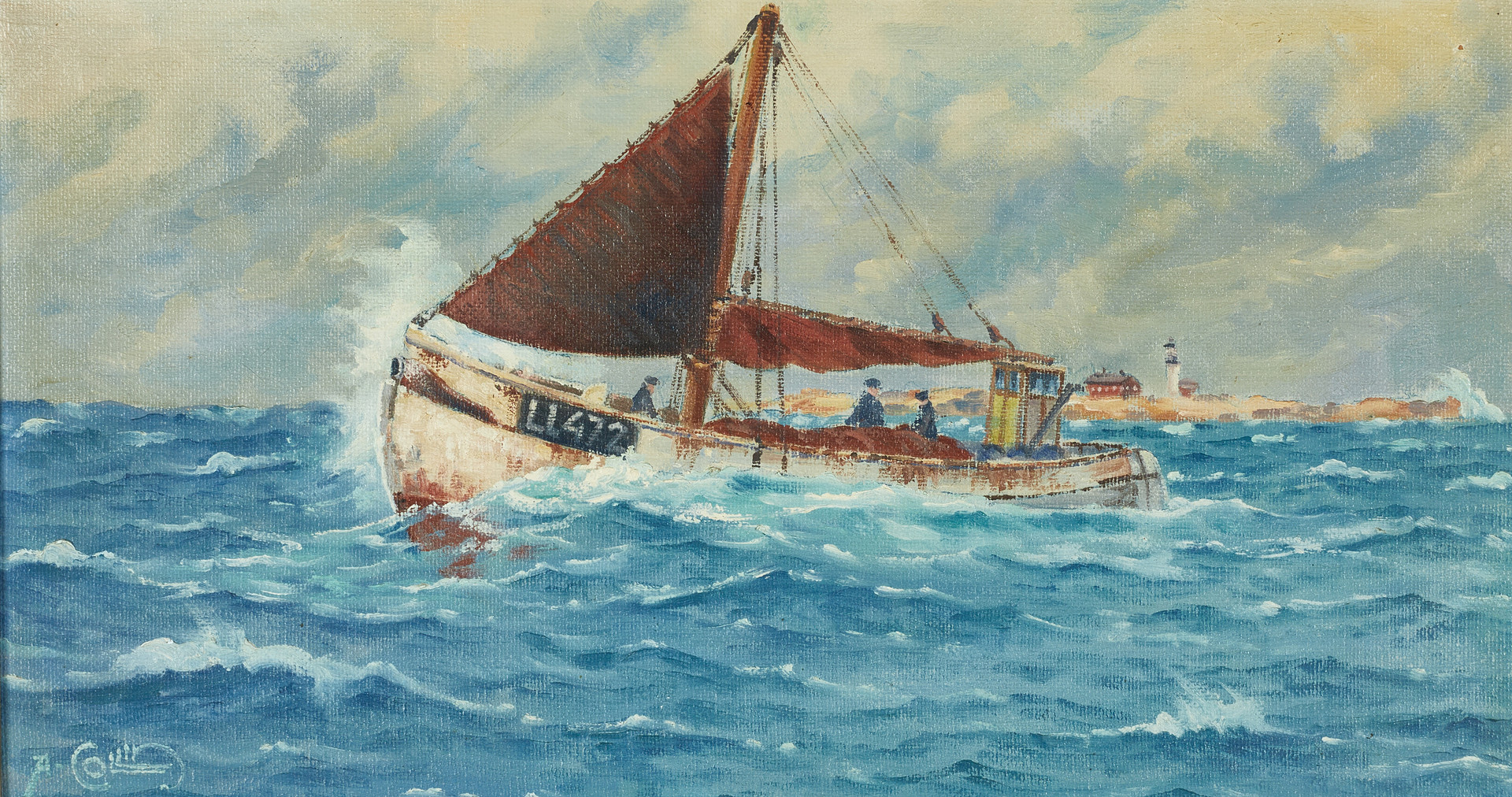 ALFRED COLLIN (Sverige, 1880-1944), "Måseskärs fyr, Bohuslän", signerad, olja på duk, ställd på pannå.