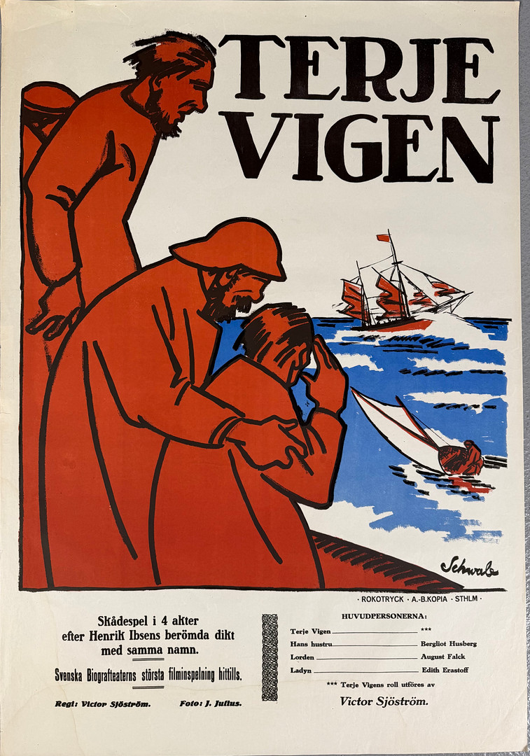 FILMAFFISCH, "Terje Vigen", tryckår 1917, design Eigil Schwab.