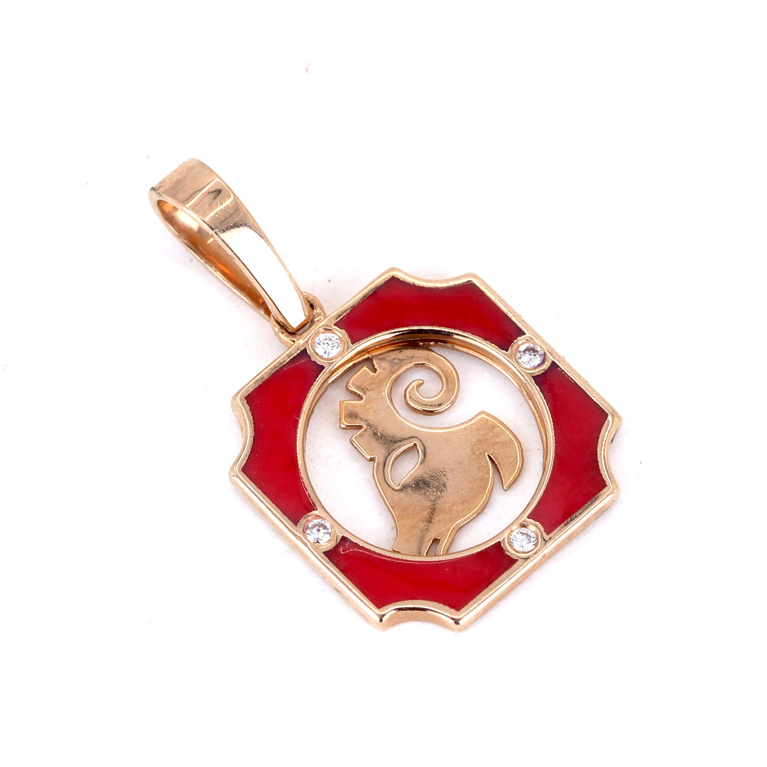 18CT DIAMOND 'ARIES' PENDANT.
