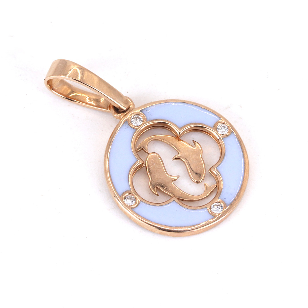 18CT DIAMOND 'PISCES' PENDANT.