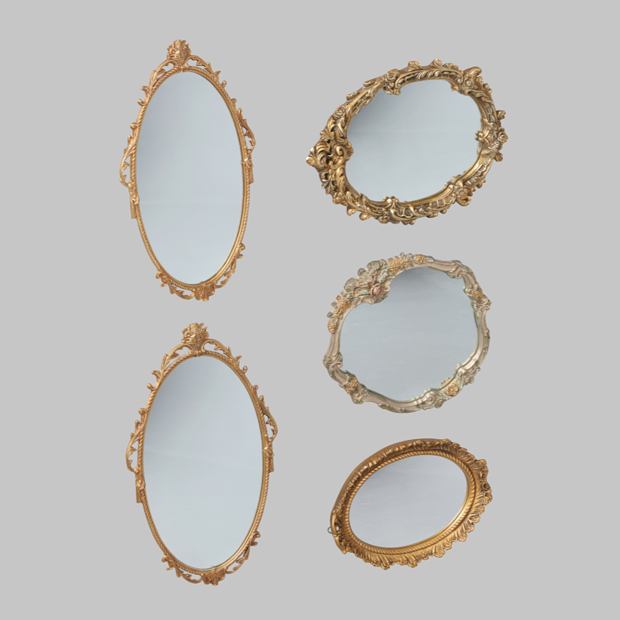 5 GILT WALL MIRRORS.