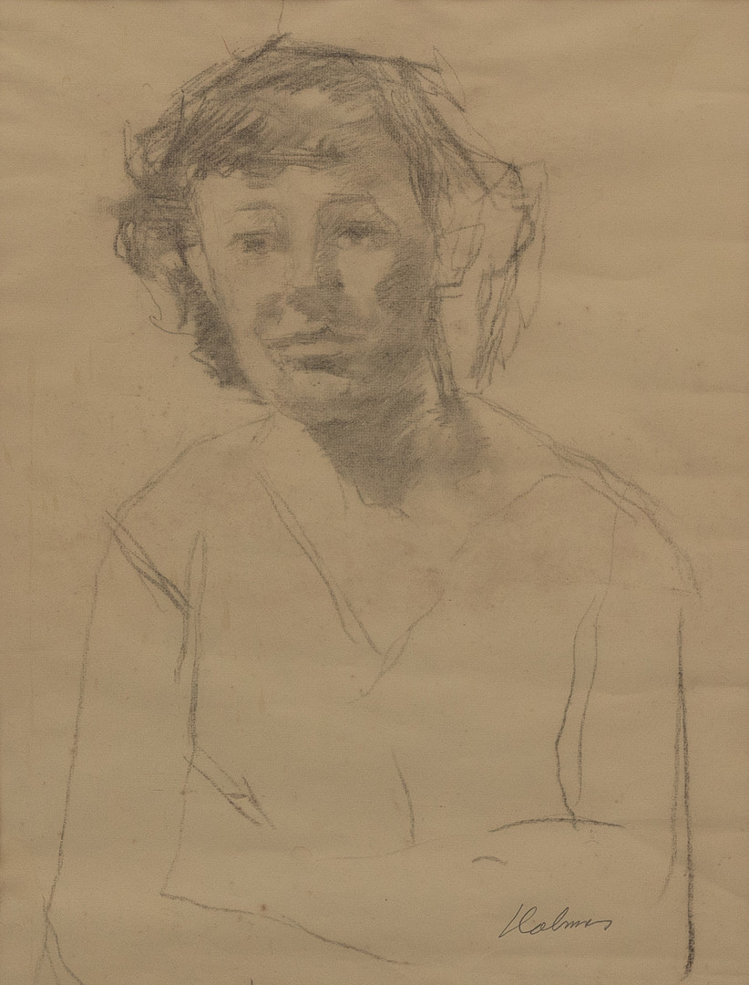 FRITZ HOLMER (1906-1967). Porträtt, blyerts, signerad.