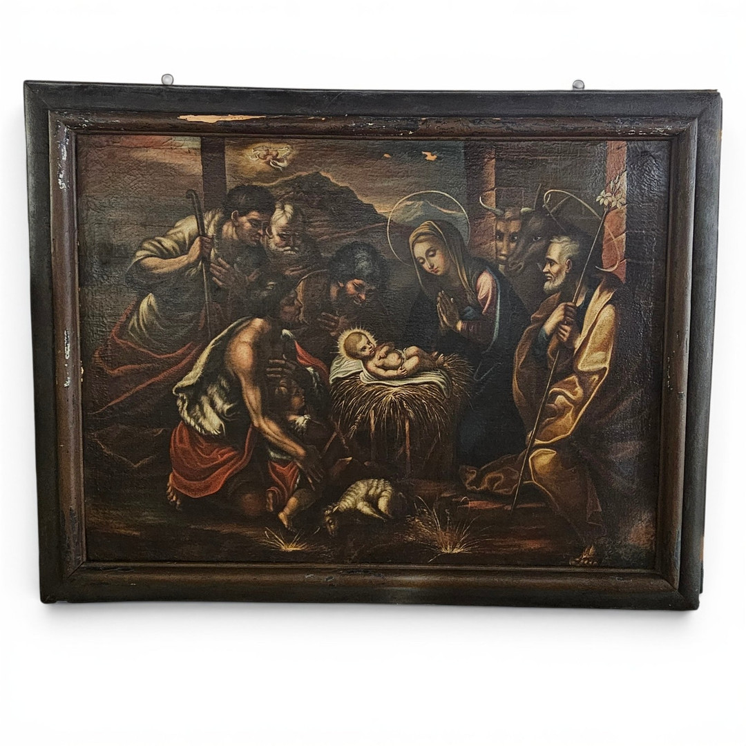 ANÓNIMO SIGLO XVIII. "Natividad", óleo sobre lienzo.