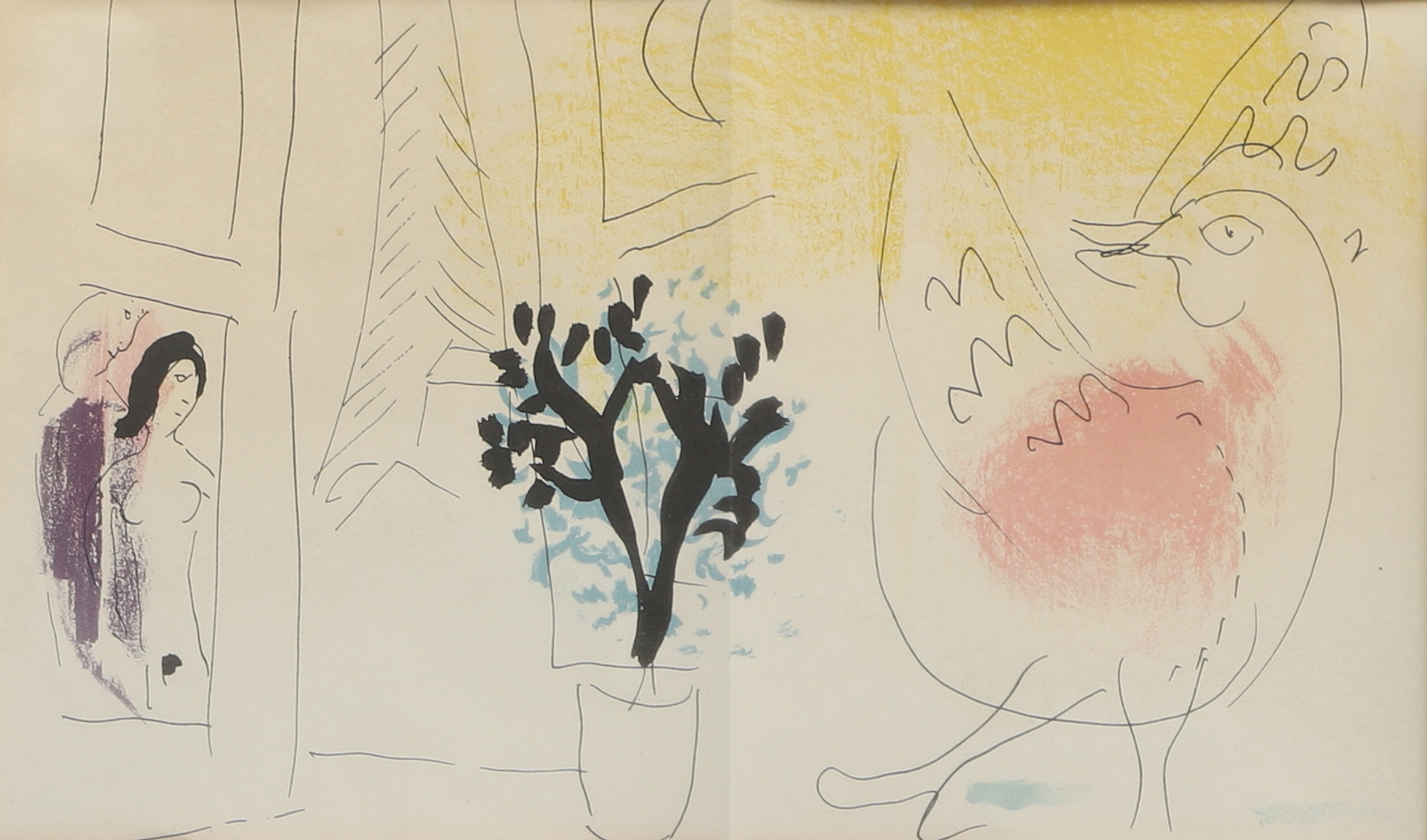 MARC CHAGALL. EFTER. Färglitografi, "Le coq rouge", osignerad.