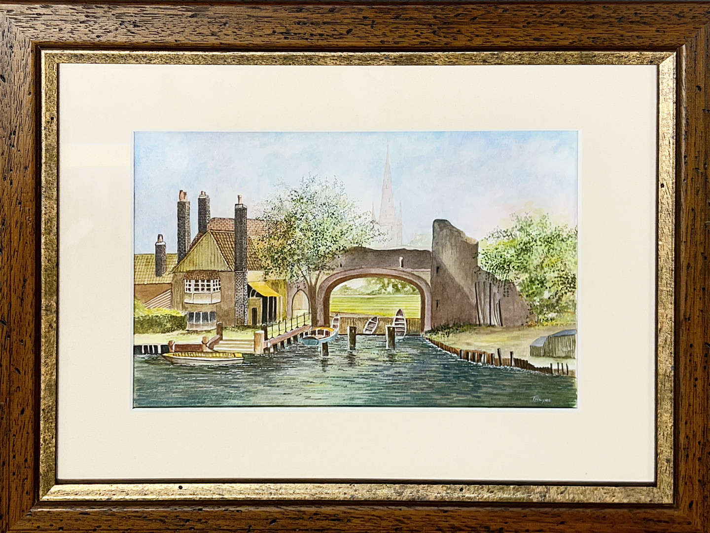 FRAMED WATERCOLOUR OF PULL'S FERRY.