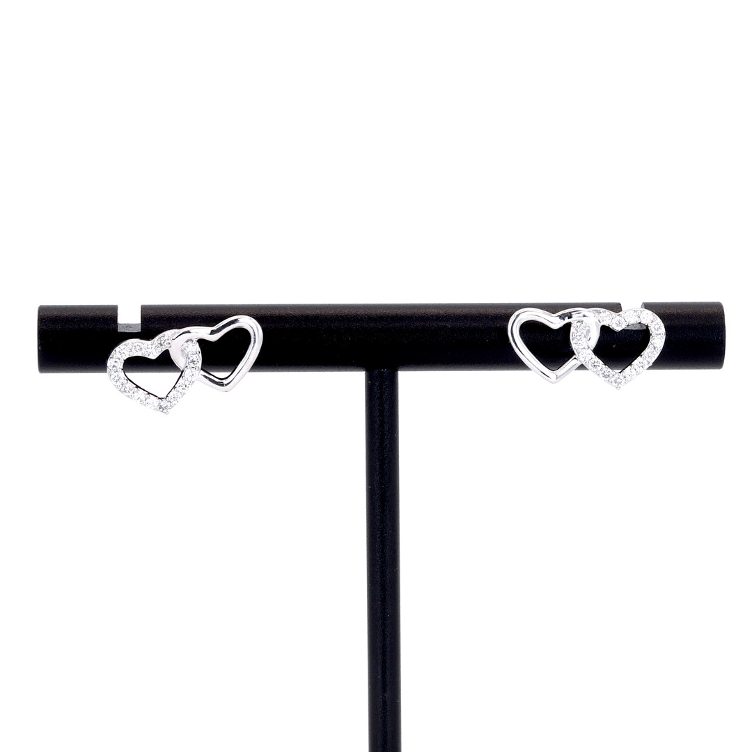 14CT GOLD DIAMOND EARRINGS.