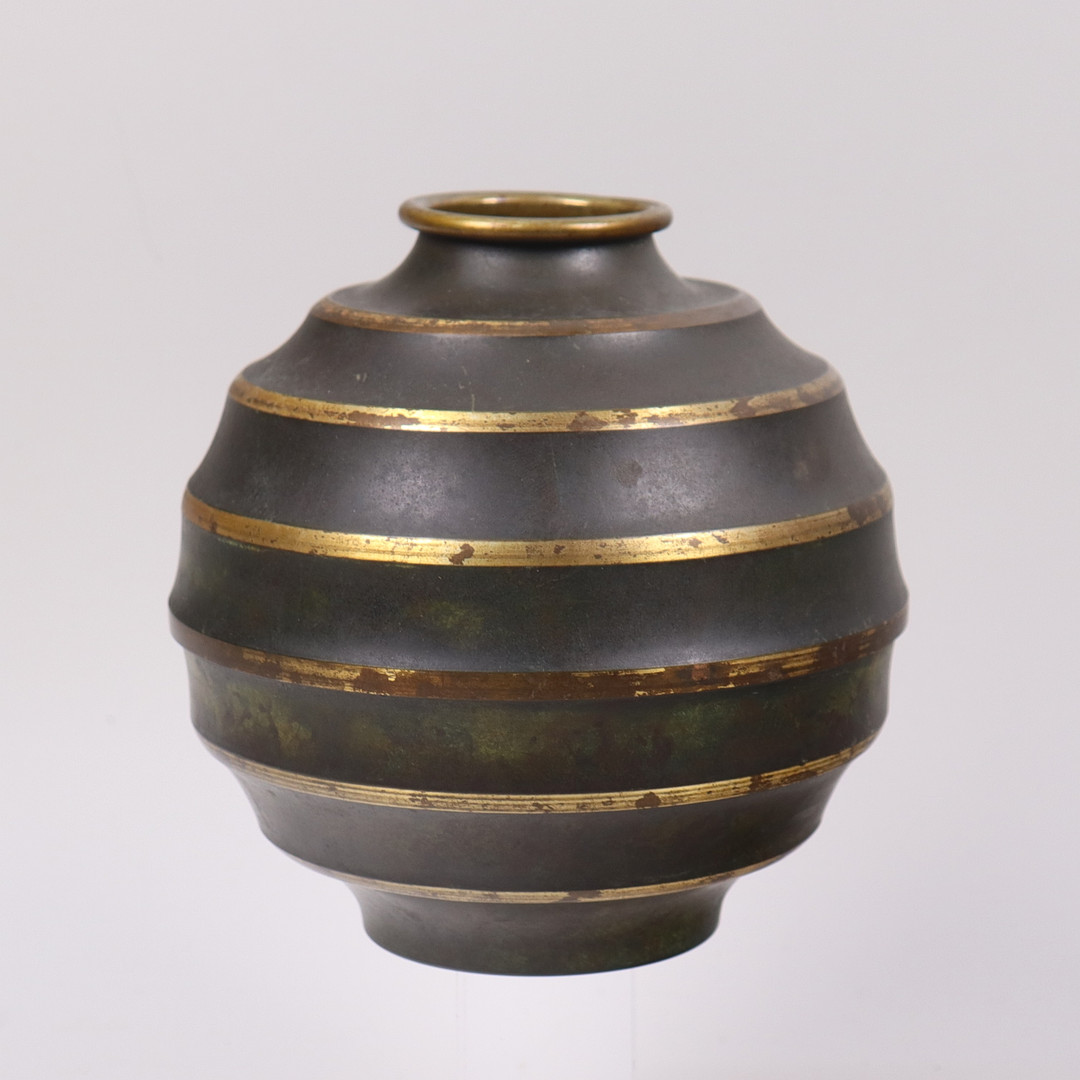 VAS, Svenska Metallverken, art deco, patinerad mässing, 1940/50-tal.