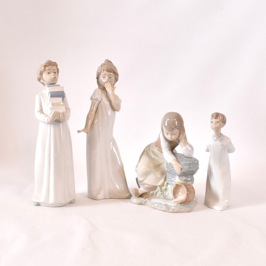 FIGURINER, 4 st, porslin, Lladro, Nao, Spanien.