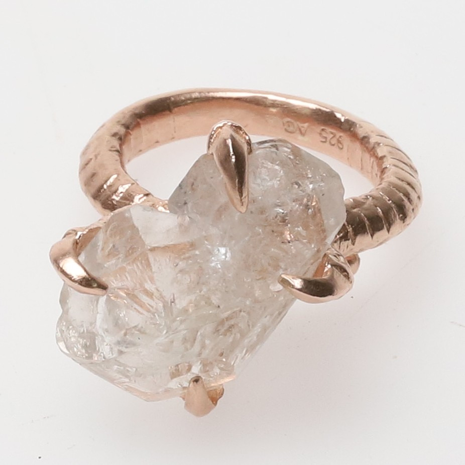 Ring, Bjørg , med Herkimer, roséguldförgylld silver.