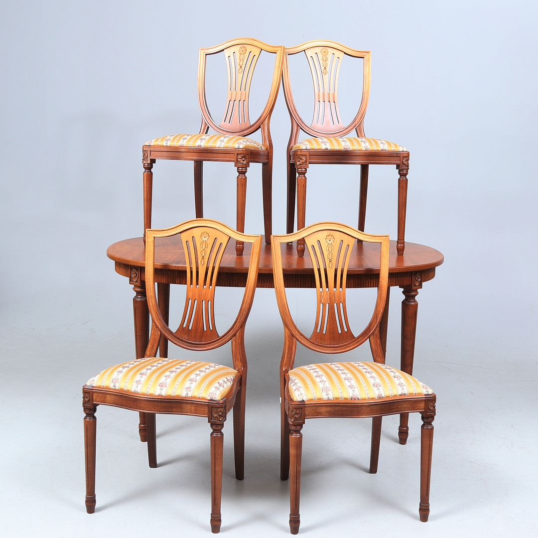 MATGRUPP, 5 delar, gustaviansk stil, 1900-tal.