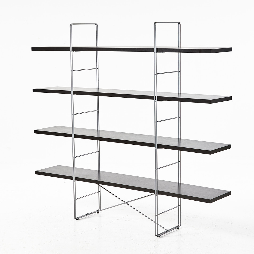 NIELS GAMMELGAARD. "Enetri", bokhylla, stomme i pulverlackerad metall, mörklaminerade hyllplan, IKEA.